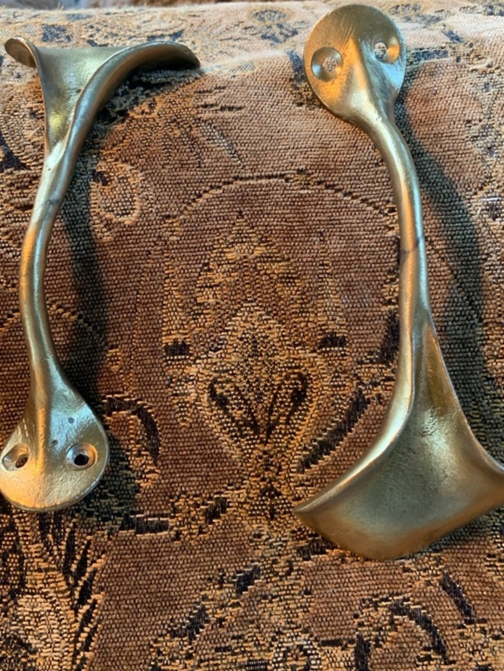 5 Vintage Gold Tone over Wrought Iron Calla Lily Wall Hooks 7”H